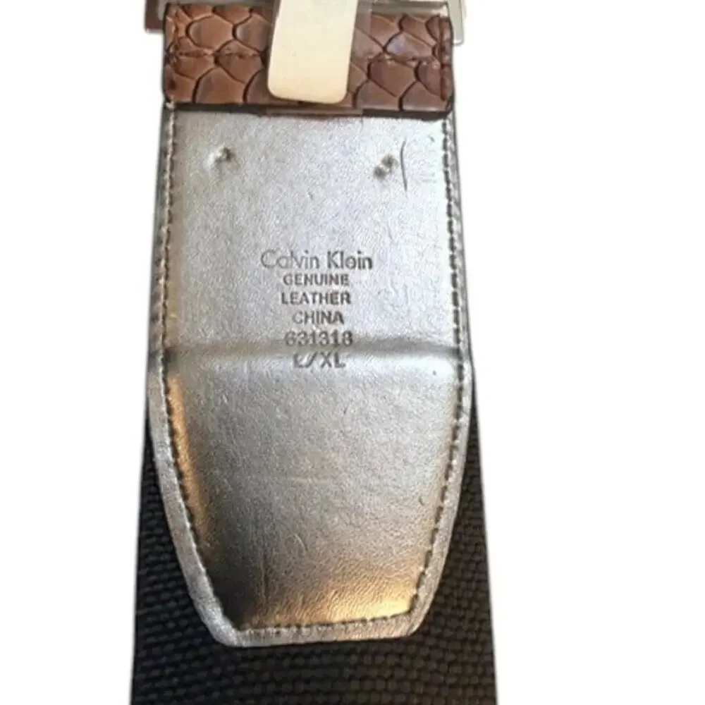Y2K Calvin Klein Stretch Waist Belt Brown Snakeskin Silver L/XL NWT